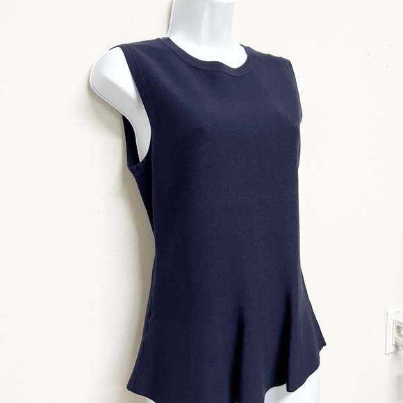 Ann Taylor Womens Navy Classic Peplum Sleeveless Crew Neck Top Size S - Picture 3 of 8